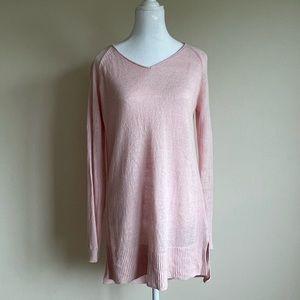 Lands’ End Linen Cotton Woven Sweater Pink S